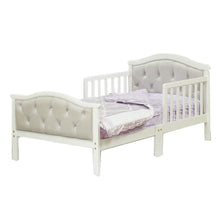 Load image into Gallery viewer, Orbelle Gray Padded Toddler Bed- French White