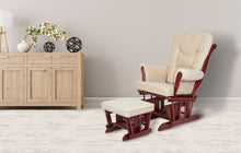 Load image into Gallery viewer, Sleigh  Glider Chair w/ Ottoman Cherry w/ Dark Beige Cushion