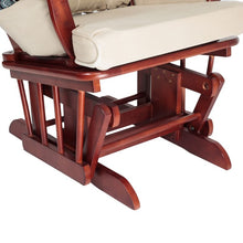 Load image into Gallery viewer, Sleigh  Glider Chair w/ Ottoman Cherry w/ Dark Beige Cushion