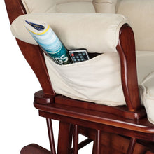 Load image into Gallery viewer, Sleigh  Glider Chair w/ Ottoman Espresso w/ Dark Beige Cushion