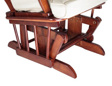 Load image into Gallery viewer, Sleigh  Glider Chair w/ Ottoman Espresso w/ Dark Beige Cushion