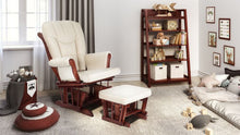 Load image into Gallery viewer, Sleigh  Glider Chair w/ Ottoman Espresso w/ Dark Beige Cushion