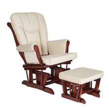 Load image into Gallery viewer, Sleigh  Glider Chair w/ Ottoman Espresso w/ Dark Beige Cushion