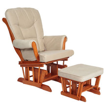 Load image into Gallery viewer, Sleigh  Glider Chair w/ Ottoman Pecan w/ Dark Beige Cushion