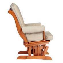 Load image into Gallery viewer, Sleigh  Glider Chair w/ Ottoman Pecan w/ Dark Beige Cushion