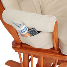 Load image into Gallery viewer, Sleigh  Glider Chair w/ Ottoman Pecan w/ Dark Beige Cushion