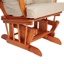 Load image into Gallery viewer, Sleigh  Glider Chair w/ Ottoman Pecan w/ Dark Beige Cushion