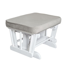 Load image into Gallery viewer, Sleigh Glider Chair w/ Ottoman White w/ Dark Beige Cushion