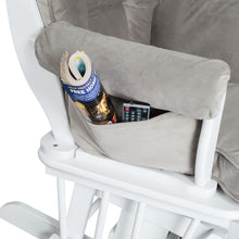 Load image into Gallery viewer, Sleigh Glider Chair w/ Ottoman White w/ Dark Beige Cushion