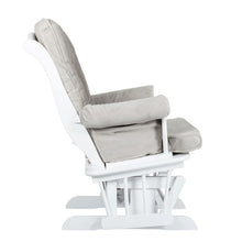 Load image into Gallery viewer, Sleigh Glider Chair w/ Ottoman White w/ Dark Beige Cushion