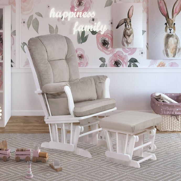 Alice Glider Chair and Ottoman with Pillow